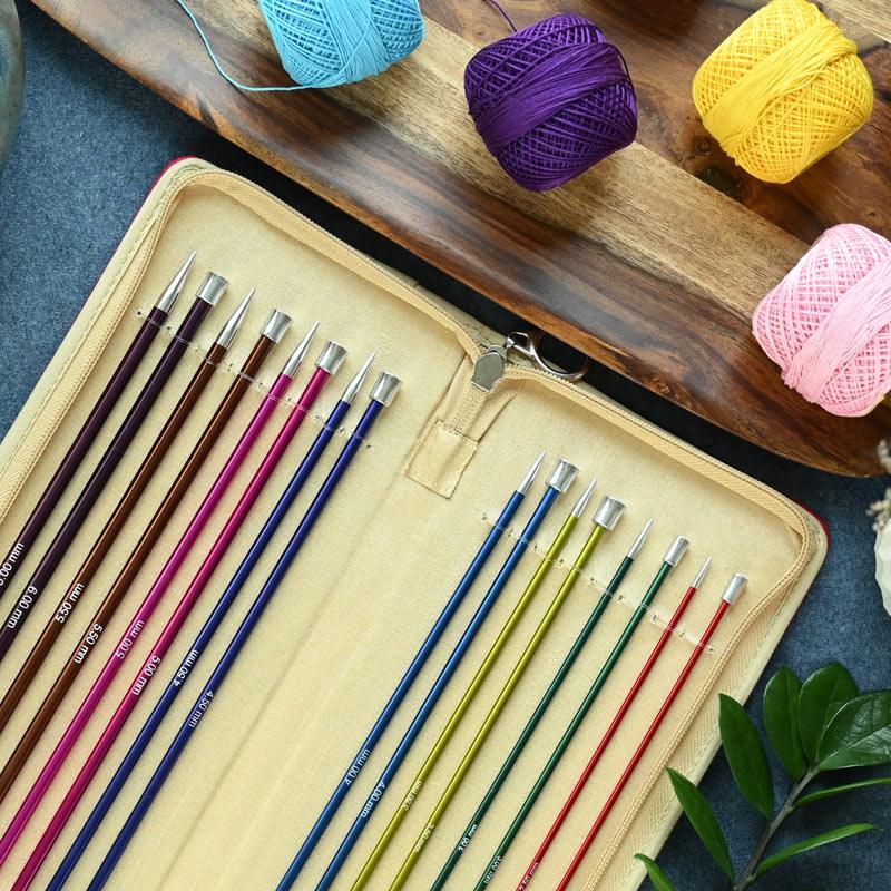 Elegant KnitPro Zing Straight Needles, single pointed set