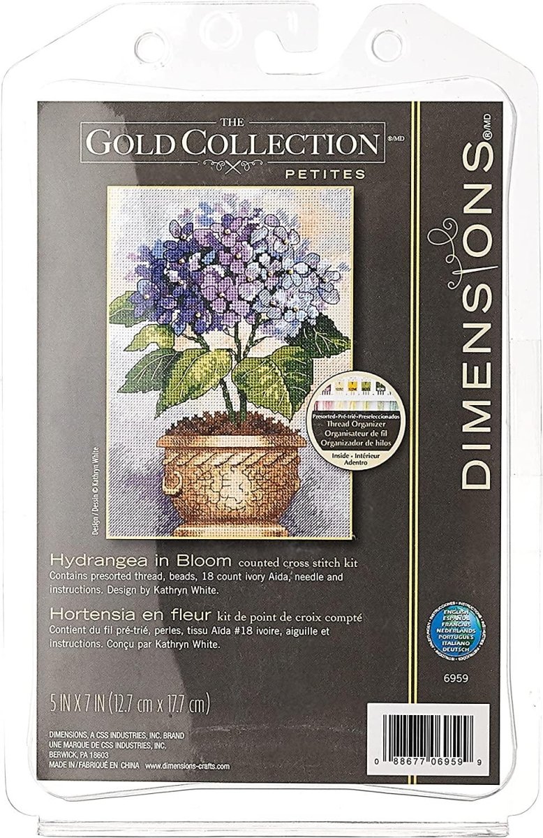 DIMENSIONS Gold Collection Hydrangea in Bloom, ivory Aida