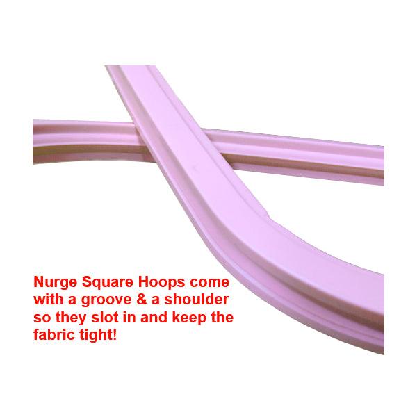 Rectangular plastic embroidery hoop by Nurge, screw included.