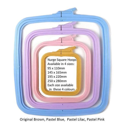 Nurge square plastic embroidery hoop with screw.