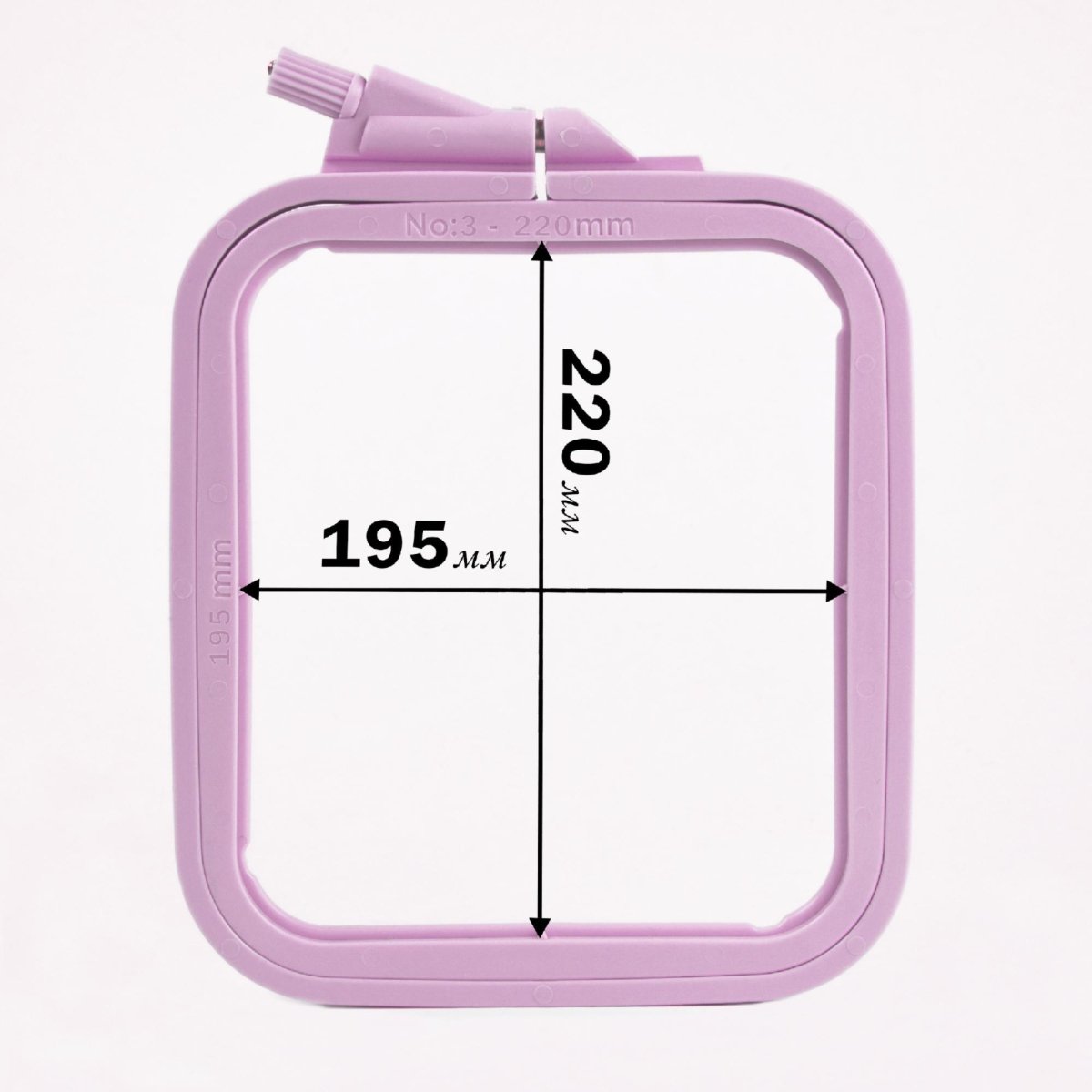 Plastic rectangular embroidery hoop with screw for stability, Nurge.