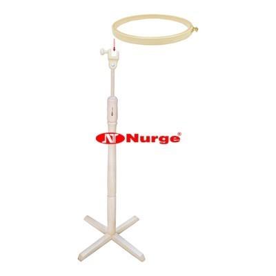 Nurge wooden floor stand with legs for embroidery.