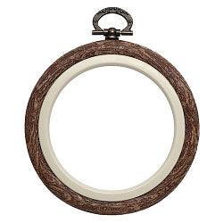 Round woodgrain embroidery hoop.