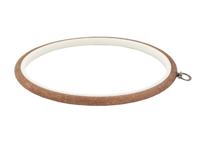 ROUND woodgrain embroidery hoop.