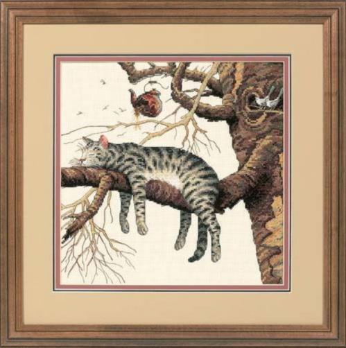 TOO POOPED Counted Cross Stitch Kit by Dimensions, Ivory Aida