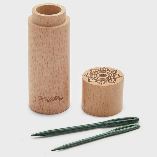 KnitPro Mindful Teal Wooden Darning Needles in Beech Container