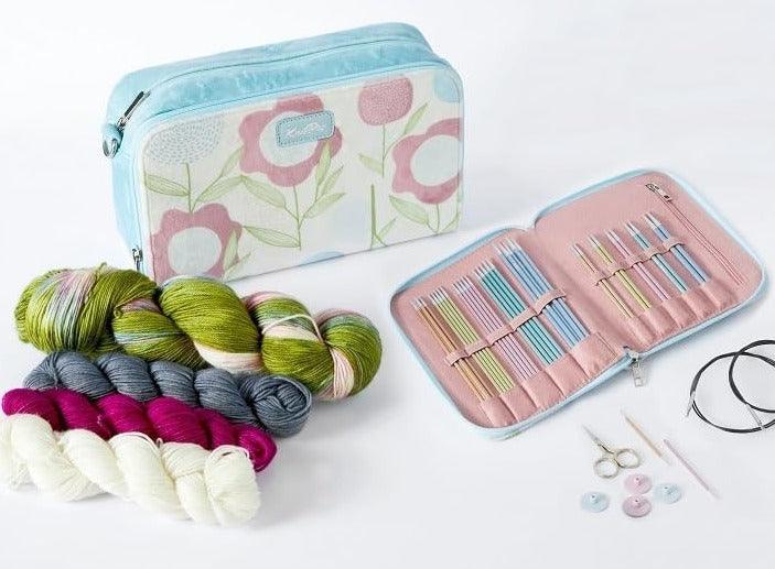 KnitPro Sweet Affair Gift Set with knitting needles and yarn.