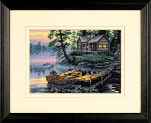 MORNING LAKE Cross Stitch Kit on ivory Aida by Dimensions