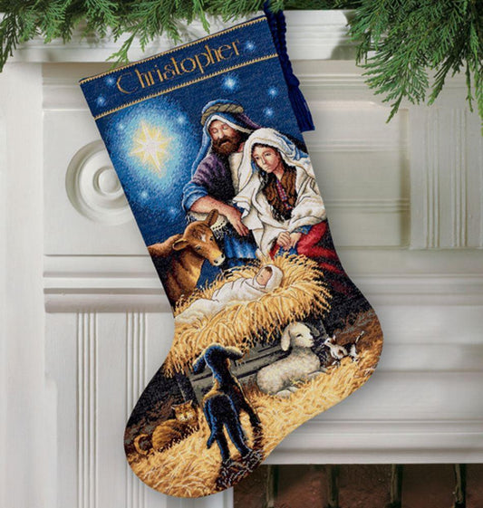 Holy Night Stocking cross stitch kit by DIMENSIONS.