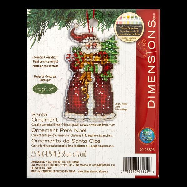 Dimensions Santa Ornament kit, plastic canvas.