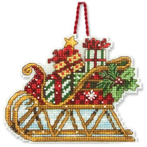 Sleigh Ornament kit, plastic canvas, Dimensions.