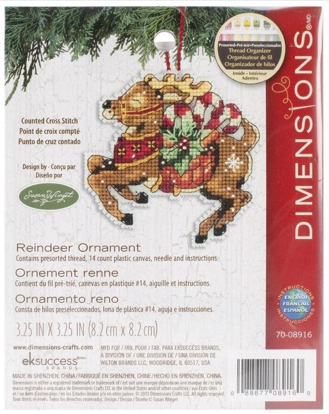 Dimensions Reindeer ornament cross-stitch kit.