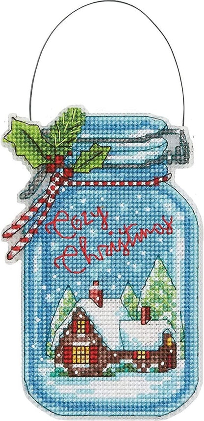 DIMENSIONS CHRISTMAS JAR ORNAMENTS Cross Stitch Kit with clear canvas