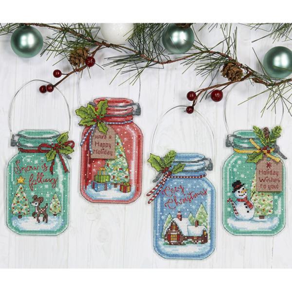 CHRISTMAS JAR ORNAMENTS Cross Stitch Kit by DIMENSIONS.