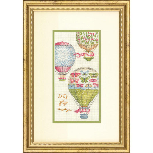 LET'S FLY AWAY Counted Cross Stitch Kit with ivory Aida