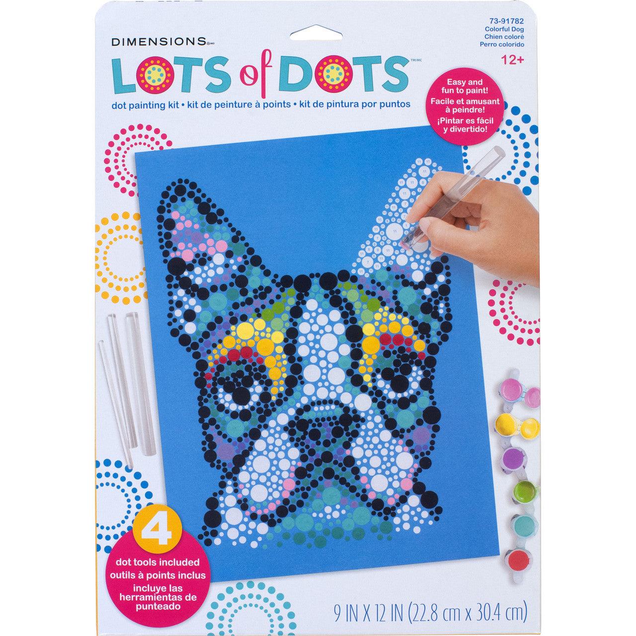 Colorful Dog Dots paint by number kit.