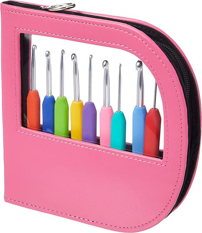 Aluminium Crochet Hooks by KnitPro, Waves Set in Pink Case