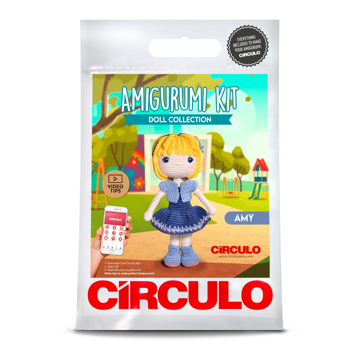 Circulo Amigurumi Kit for Amy with yarn and instructions