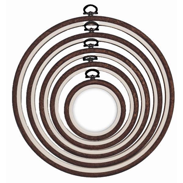 Flexible round woodgrain hoop.