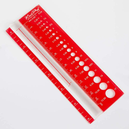 KnitPro Needle View Sizer Rectangle, precise gauge tool.