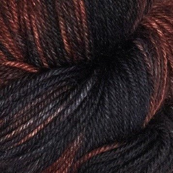 Variegated Dark Chocolate Superwash Merino yarn.