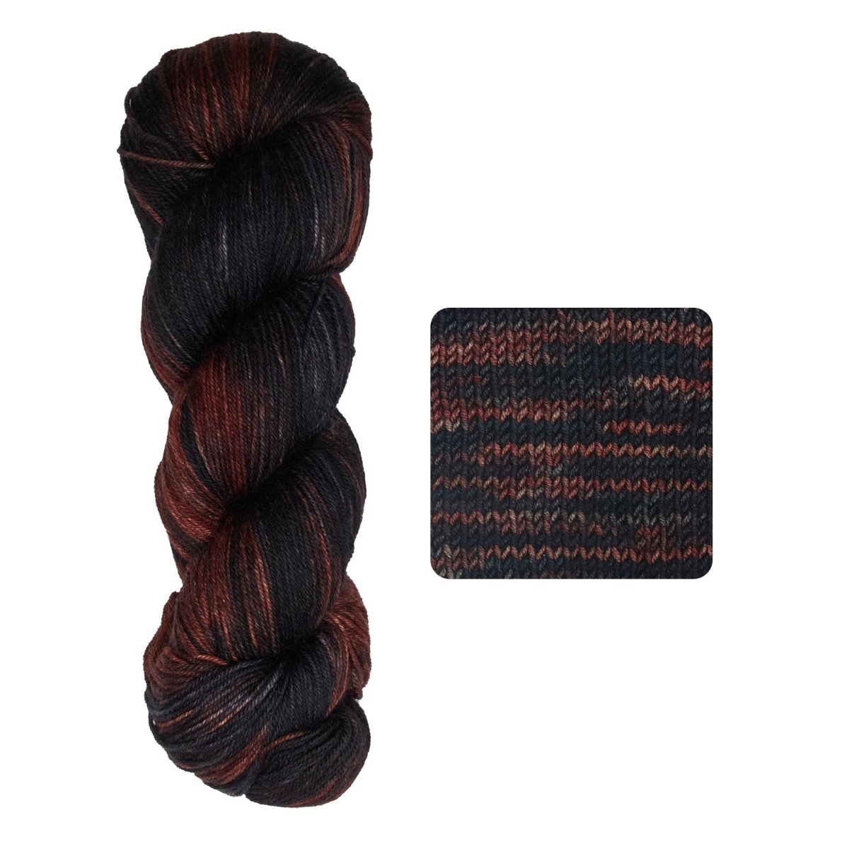 Dark Chocolate Symfonie yarn, hand-dyed Superwash Merino.