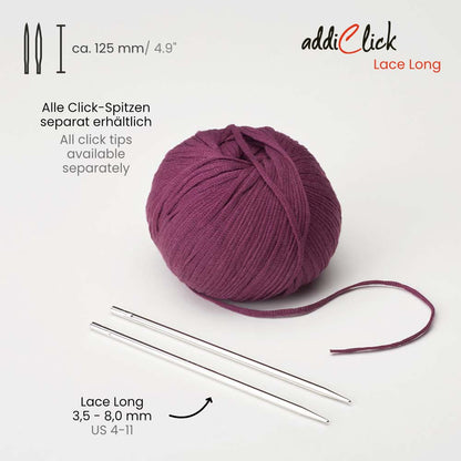 addiClick Lace Long Laces - Precision Tips for Fine Knitting Projects - Leo Hobby Marketplace