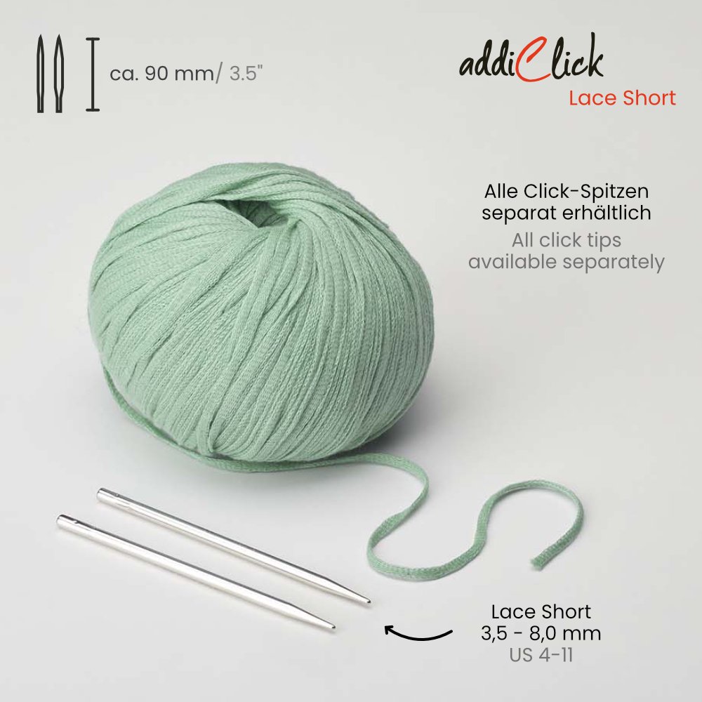 addiClick Lace Short Laces - Extra Short, Pointed Tips for Fine Yarn - Leo Hobby Marketplace