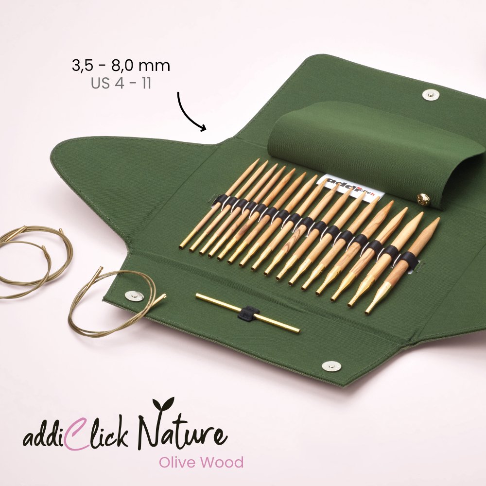 addiClick Nature Olive Wood Set - Premium Interchangeable Needle Kit - Leo Hobby Marketplace