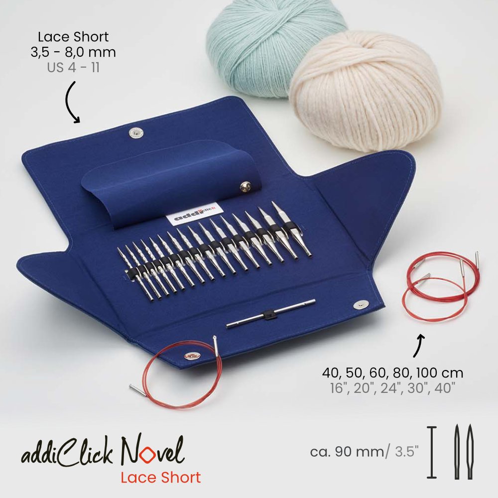 addiClick Novel Lace Short Set - Ergonomic Square Needles - Leo Hobby Marketplace