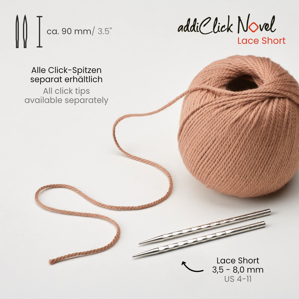 addiClick Novel Lace Short Set - Ergonomic Square Needles - Leo Hobby Marketplace