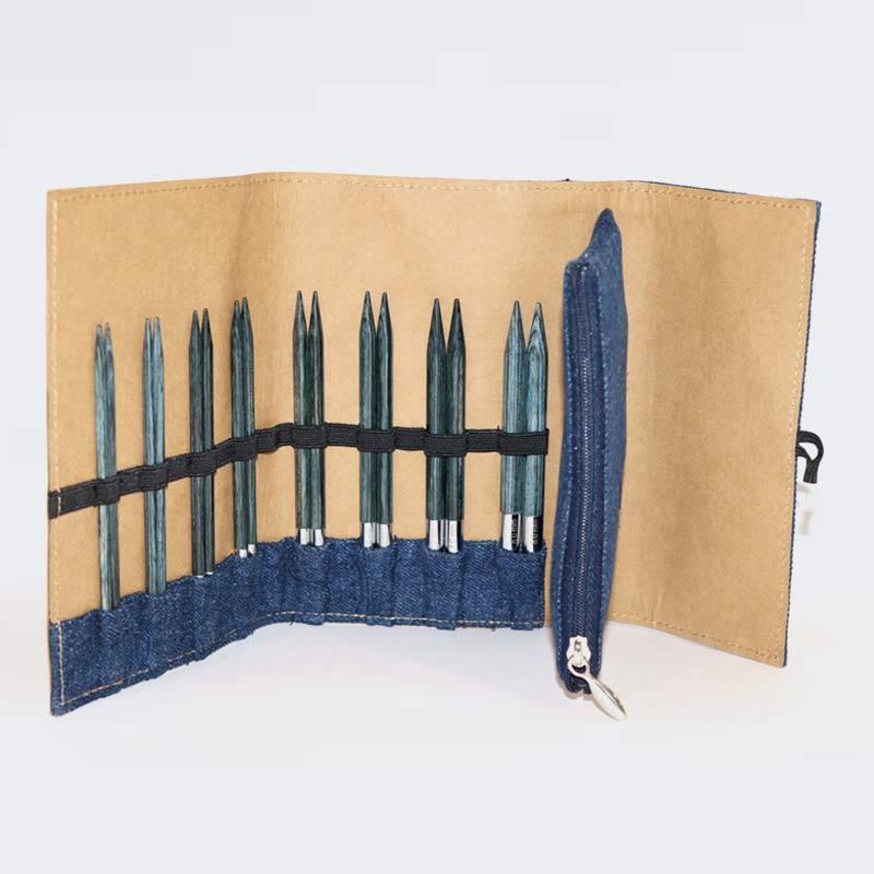 Indigo Wood Needles by KnitPro in a sleek case.