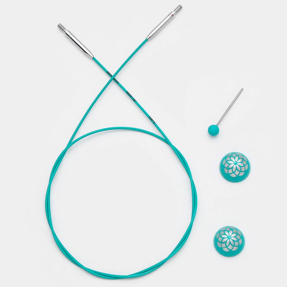 KnitPro Teal Nylon Coated Stainless Steel Cables, Mindful Collection