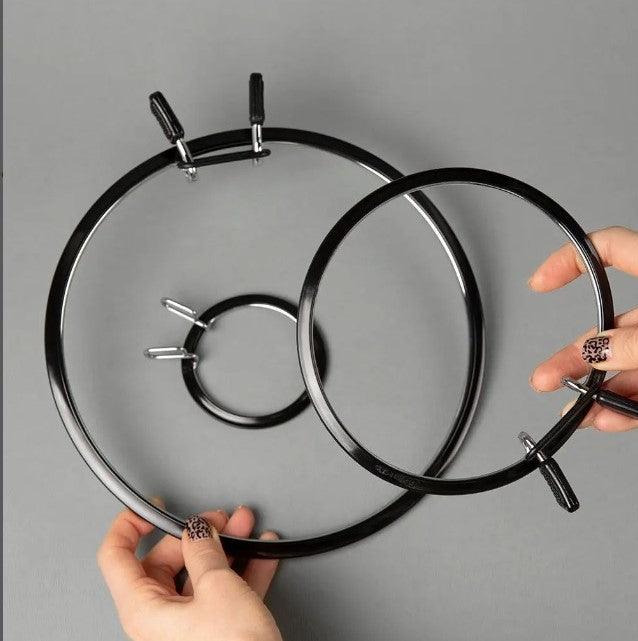 Nurge spring tension hoop for embroidery and sewing.