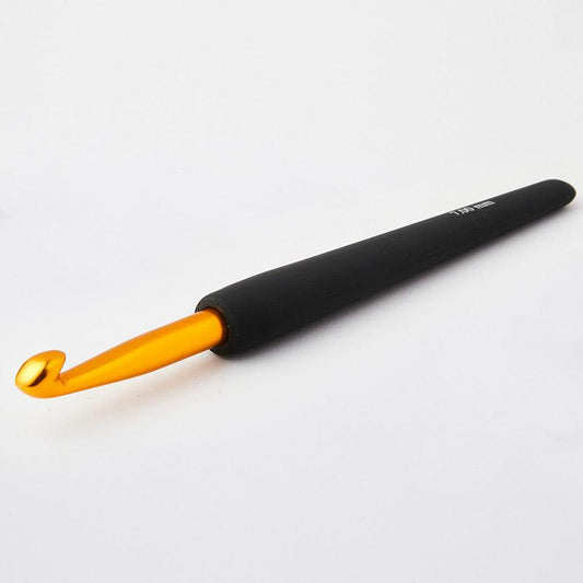 Elegant KnitPro Gold Hook with a soft black handle.