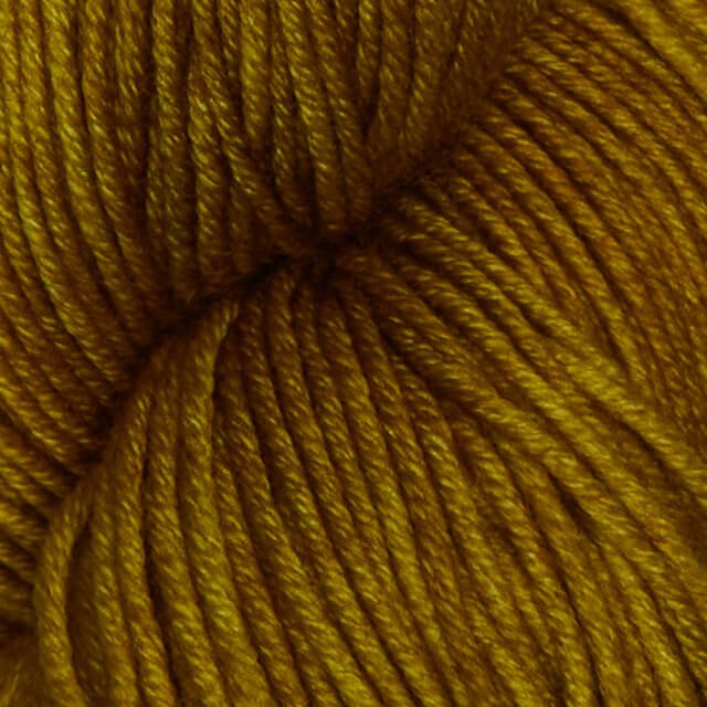 Warm Spicy Mustard Superwash Merino yarn, hand-dyed for a vibrant, golden hue